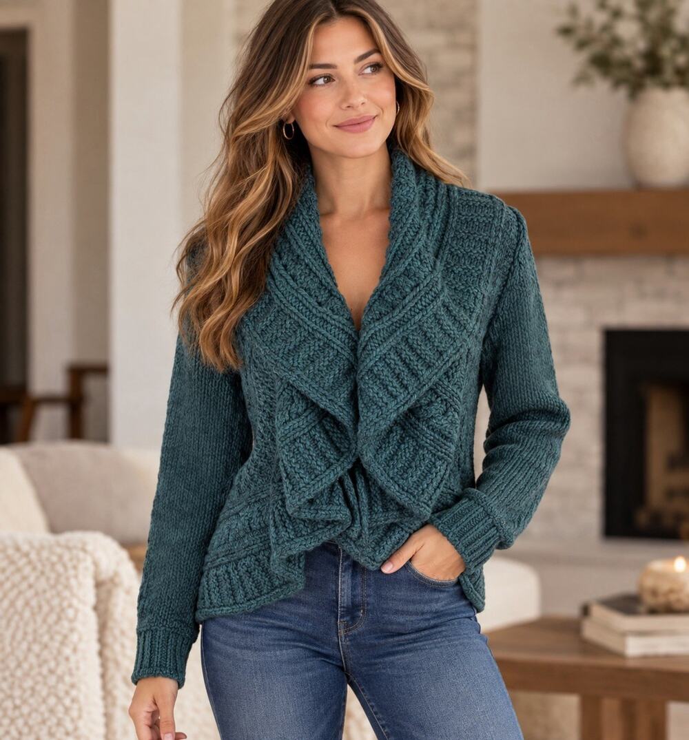 Elsamanda Wool Alpaca Blend Knit Cardigan Sweater Teal Size Small Made in Italy